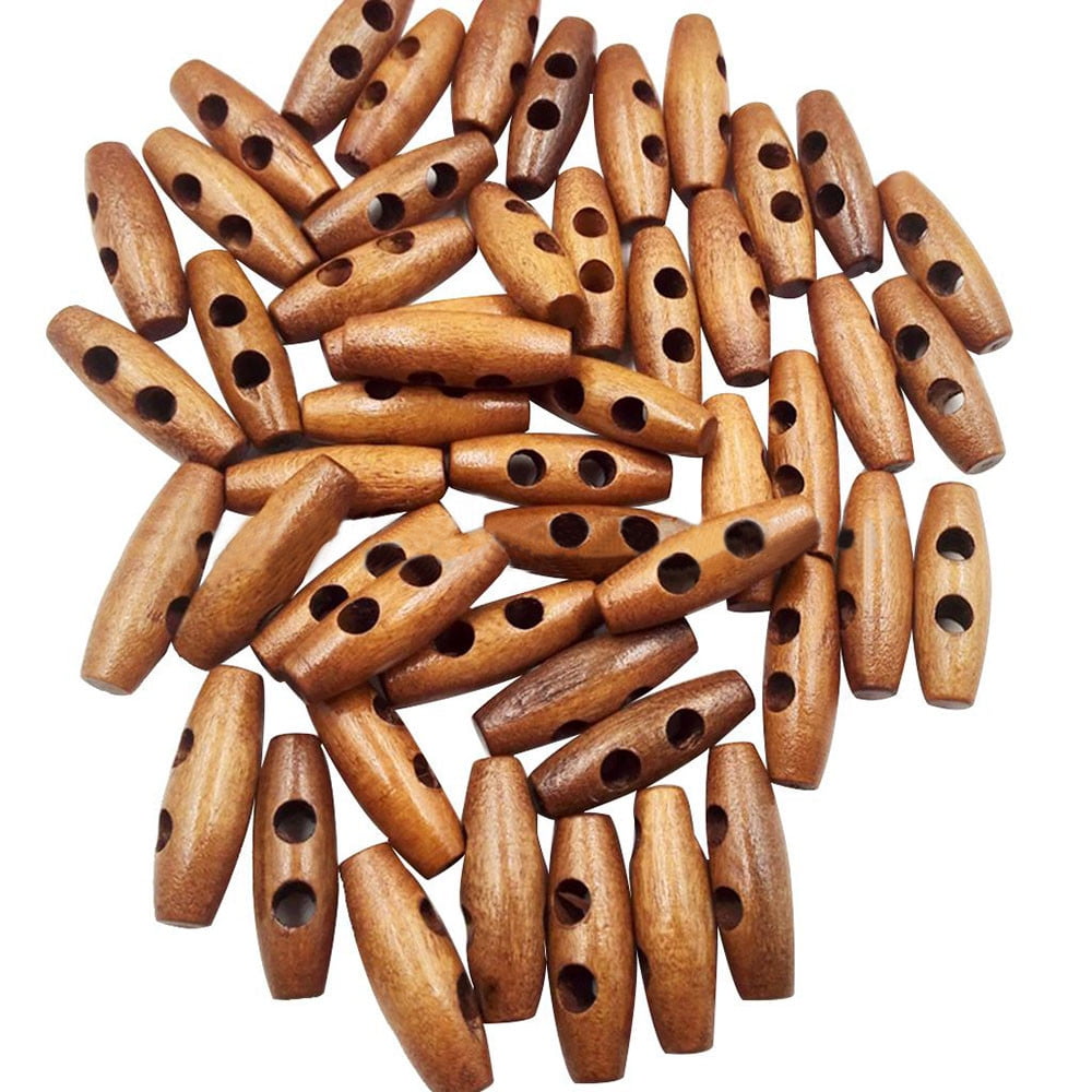 Moocorvic 50Pcs Coffee color Wood oval Sewing Button coat toggles ...