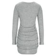 thumbnail image 5 of LNWUY Women's Pullover Sweater Dress Solid Casual Long Sleeve Cute Ribbed Knit V Neck Bodycon Mini Sweaters Dresses Gray S, 5 of 6