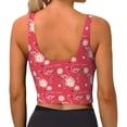 thumbnail image 4 of Goofa Hello Summer Flamingo Printed Sports Bras for Women, High Impact Running Bra Workout Crop Tank Tops Longline Sports Bra Push up-Small, 4 of 9