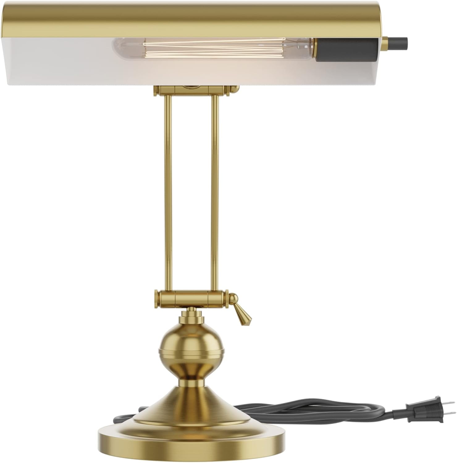 Home Intuition Classic Antique Retro Adjustable Leaning Piano Lamp Banker Desk Light with LED Bulb Included (Brushed Brass)