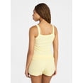 thumbnail image 3 of No Boundaries Rib Tank Top and Shorts Sleep Set, 2-Piece, Women's XXS-3X, 3 of 5