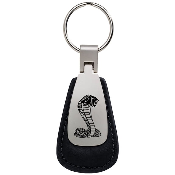 Ford Cobra Leather Teardrop Key Chain (Black)