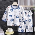 thumbnail image 2 of TOWED22 Fall Winter Toddler Baby Boy Outfit Dinosaur Embroidered Long Sleeve Sweatshirt Pullover Tops and Pants Set Size:3-4 Y,Color:Blue, 2 of 4