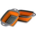 thumbnail image 1 of Colador plegable, juego de 2 coladores cuadrados de silicona con mango para cocina, drenaje de alimentos, pasta, verduras, frutas y carne (naranja) JM, 1 of 5