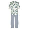 thumbnail image 5 of Yuwull Women's 2 Piece Outfits Casual Button Crewneck Floral Printed Short Sleeve Tops and Wide Leg Capris Pants Lounge Sets Tracksuits S-4XL （Available in Plus Size) On Clearance, 5 of 5