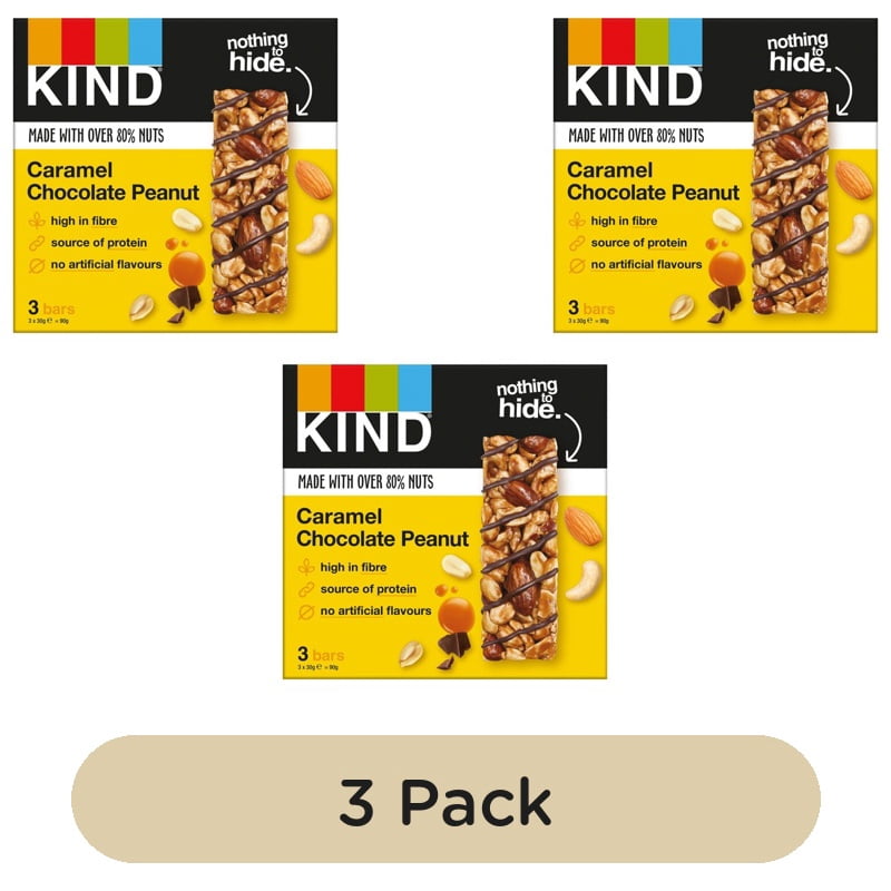 KIND Caramel Chocolate Peanut Multipack 3 x 30g, British Import (Pack of 3)