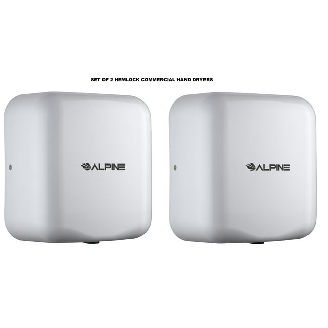 Alpine Industries Hemlock Séchoir à Mains Électrique Commercial Automatique à Grande Vitesse en Acier Inoxydable Blanc, Lot de 2