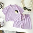 thumbnail image 2 of Leey-World Boys Girls Spring Summer Pajama Set 2 Piece Short Sleeve Sleepwear Summer Kids Clothes Set for Toddlers Girls Summer Clothes Home Clothes Pajamas(130,Purple), 2 of 5