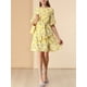thumbnail image 5 of Vestido de Chiffon Amarillo M de INSPIRE CHIC con Estampado Floral, Corte Casual y Falda con Volantes, 5 of 7