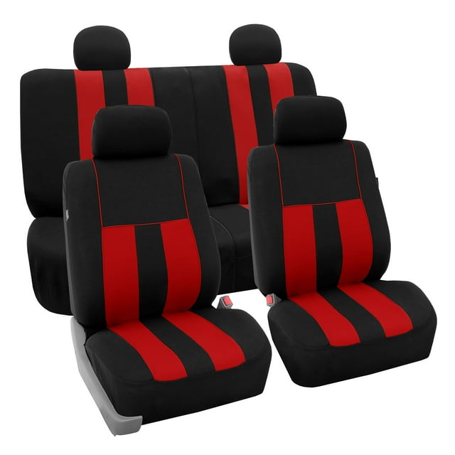 FH Group Universal Fit Cloth Striking Striped Car Seat Covers for Auto, SUV, VAN Airbag Compatible, Easy to Install, UV-Resistant & Durable - Full Set