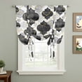 thumbnail image 2 of Black Geometric Moroccan Tie Up Curtains 45 Inches Long, Kitchen Window Curtains Over Sink, Abstract Art Grey Ombre Modern Small Window Curtains Shade Balloon Curtains Valances for Bedroom 34"x45", 2 of 8