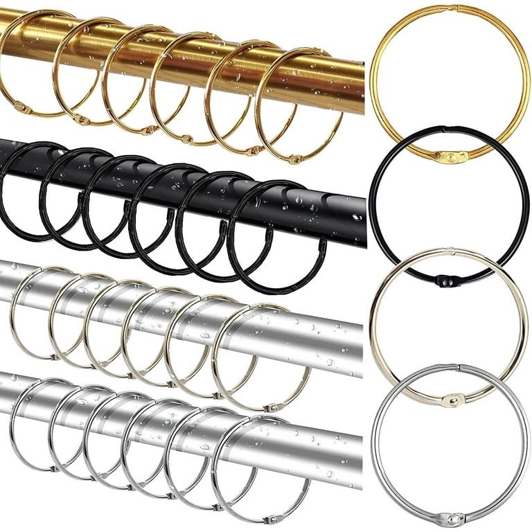 Curtain Rings,24 Pack Shower Curtain Rings,Rust Proof Shower Curtain Hooks  for Bathroom,Metal Round Drapery Curtain Rings Effortless Gliding on Shower  Rods for Bathroom Home Changing Room Decoration 