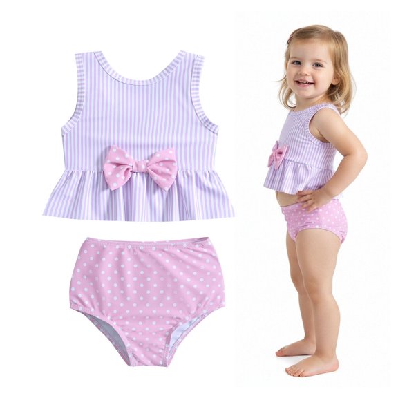 Swimsuits for Girls Tankini Two Piece Swimsuit with Chest Pad Bathing Suit Girls Size 6-12 Months