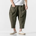 thumbnail image 7 of Riforla Men's Slim Straight Cotton Nine Quarter Pants Summer Casual Pants Men's Breathable Pants Mens Pants Casual Green L, 7 of 7