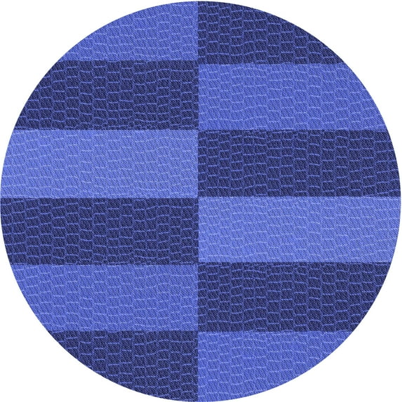 Ahgly Company Machine Washable Indoor Round Transitional Blue Ribbon Blue Area Rugs, 3' Round