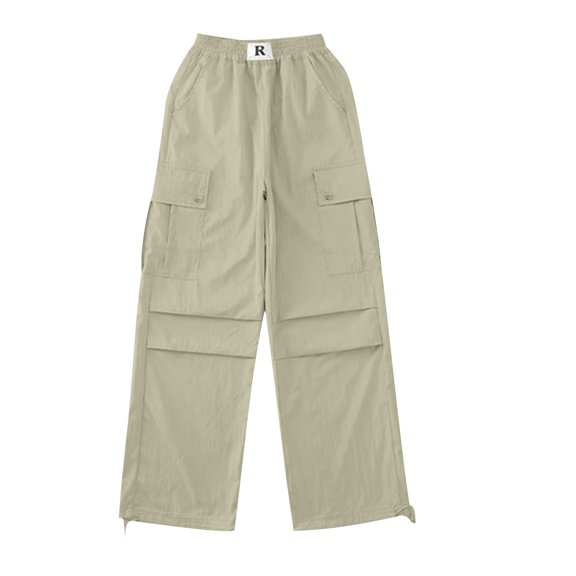 snilers Girls Cargo Pants Elastic Waist Wide Leg Sweatpants with Flap Pockets Cinch Bottom Summer Trousers Size 5-16 Years