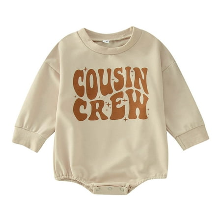 

Uuszgmr Jumpsuit For Boys Girls Easter Long Sleeve Letter Printss Pullover Romper Sweatshirt Bodysuits Beige Size:12-18 Months