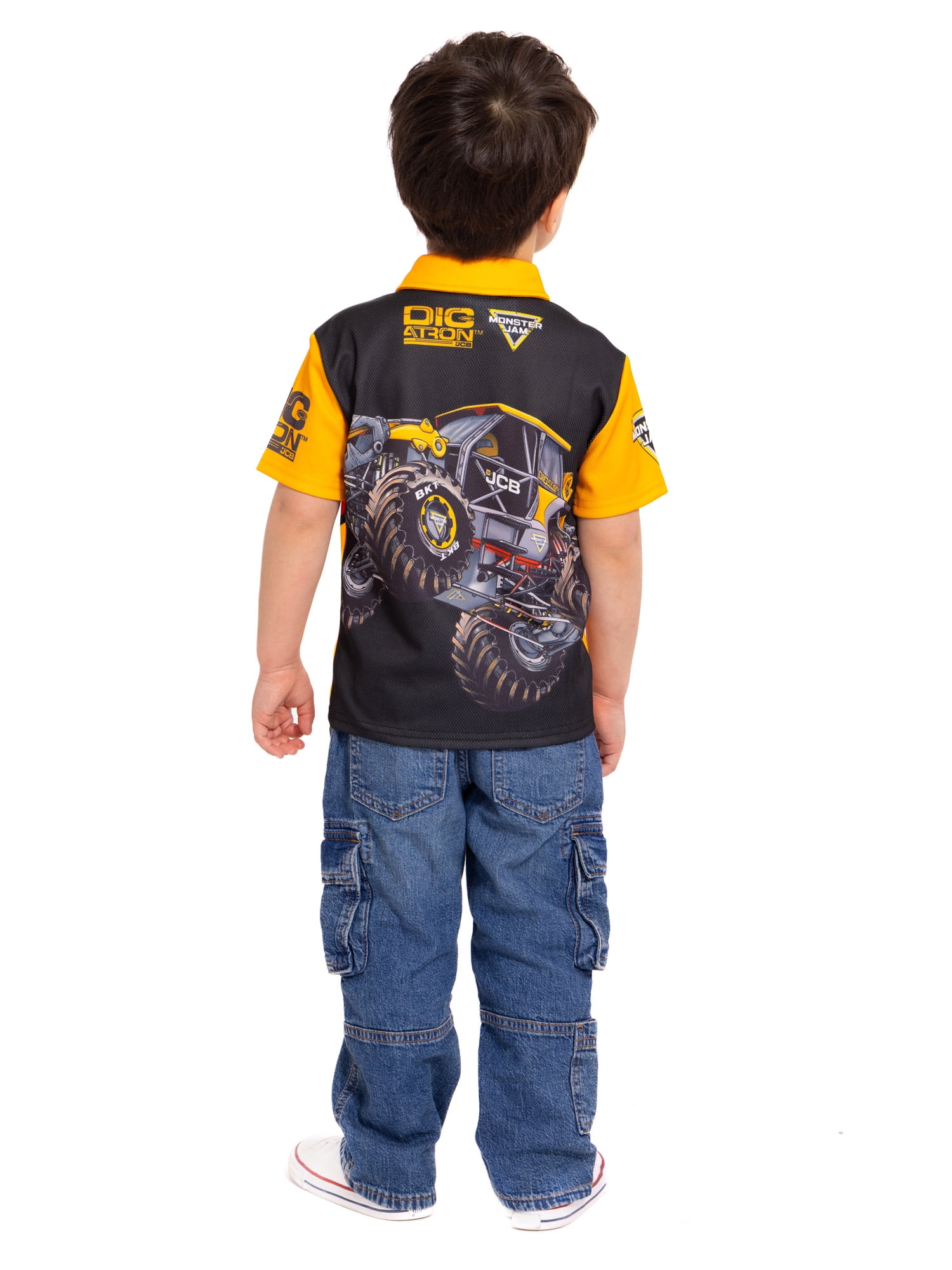 Monster Jam Digatron Toddler Boys Button Shirt with Short Sleeves, Sizes 12M-5T