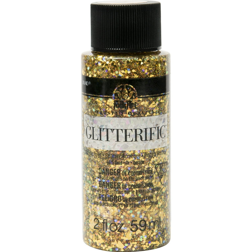 FolkArt 5875E Glitterific Acrylic Craft Paint, Glitter Finish, Gold, 2