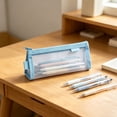 thumbnail image 5 of olkpmnmk Grid Mesh Pencil Case, Clear Pencil Pouch, Travel Makeup Bag, Small Toiletry Bag with Handle and Zipper, Marker Pouch for College Classroom Teachers Office Supplies, 5 of 5