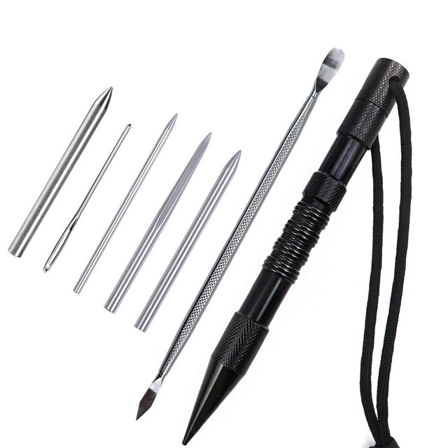 Soidarity Marlin Set Agujas de cordones Acero inoxidable Profesional Pequeña artesanía Costura Reutilizable Extraíble Tejer Pin Trabajo de cuero carpas 7 piezas negro Soidarity OD023335-05B