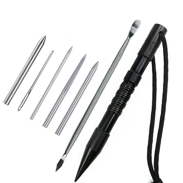 Soidarity Marlin Set Agujas de cordones Acero inoxidable Profesional Pequeña artesanía Costura Reutilizable Extraíble Tejer Pin Trabajo de cuero carpas 7 piezas negro Soidarity OD023335-05B