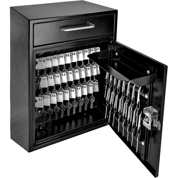 Mail Boss Heavy Duty Grade Steel High Security Adjustable Key Cabinet, Black