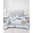 thumbnail image 2 of Quilt King Size Bedding Set, Christmas Reversible Summer Quilt 3 Pieces, Xmas Pine Cones Starfish Conch Gifts Light Blue Lightweight Bedspreads Coverlets with 2 Pillow Shams for All Seasons, 2 of 5