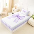 thumbnail image 4 of Erosebridal Light Purple Gingham Bow Twin Sheet Sets, Purple Bow Bedding for Women Girls, 3-Piece, 4 of 5