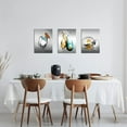 thumbnail image 3 of 3 Pieces Kitchen Canvas Wall Art Wine Glass with Butterfly Sailboat Picture Print on Gray Background Painting Modern Restaurant Dining Room Artwork Wall Decor Framed 12x16inchx3pcs, 3 of 5