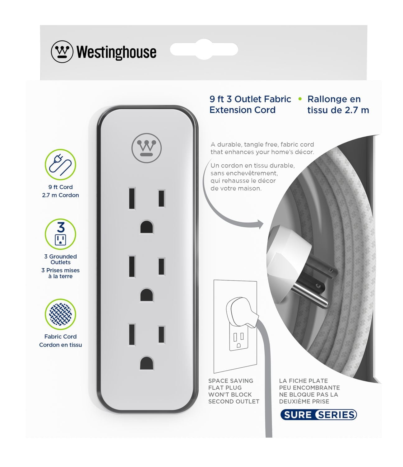 Bande Babana en tissu à 3 sorties Westinghouse, 9 pieds