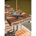 thumbnail image 2 of Outdoor Tablecloth with Umbrella Hole for Patio/Picnic/Party/Camping, Texas Star Vintage Waterproof Table Cloth Square Cover Washable, Berry Burnt Orange Brown Wooden (54"x 54"), 2 of 8