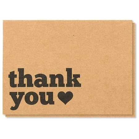120-Count Thank You Cards with Envelopes, Brown Kraft Paper, Bulk Value Pack, Ideal for Any Occasions, Business, Wedding, 3.5