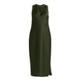 thumbnail image 4 of Scoop Women's Sleeveless Crew Neck Satin Midi Tank Dress, Sizes XS-XXL, 4 of 4