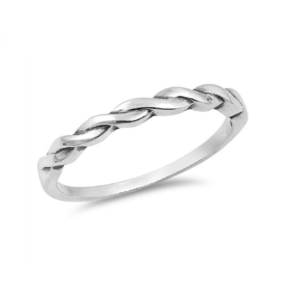 Sterling Silver Half Way Twisted Band Ring
