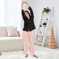 thumbnail image 6 of Dailycode Women's Pajama Pants Wide Leg Lounge Pj Bottoms With Pockets Pinkish Red and White Stripes, 6 of 7