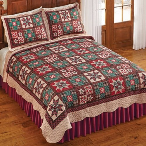 Country Patchwork Quilt with Scalloped EdgesMultiKing
