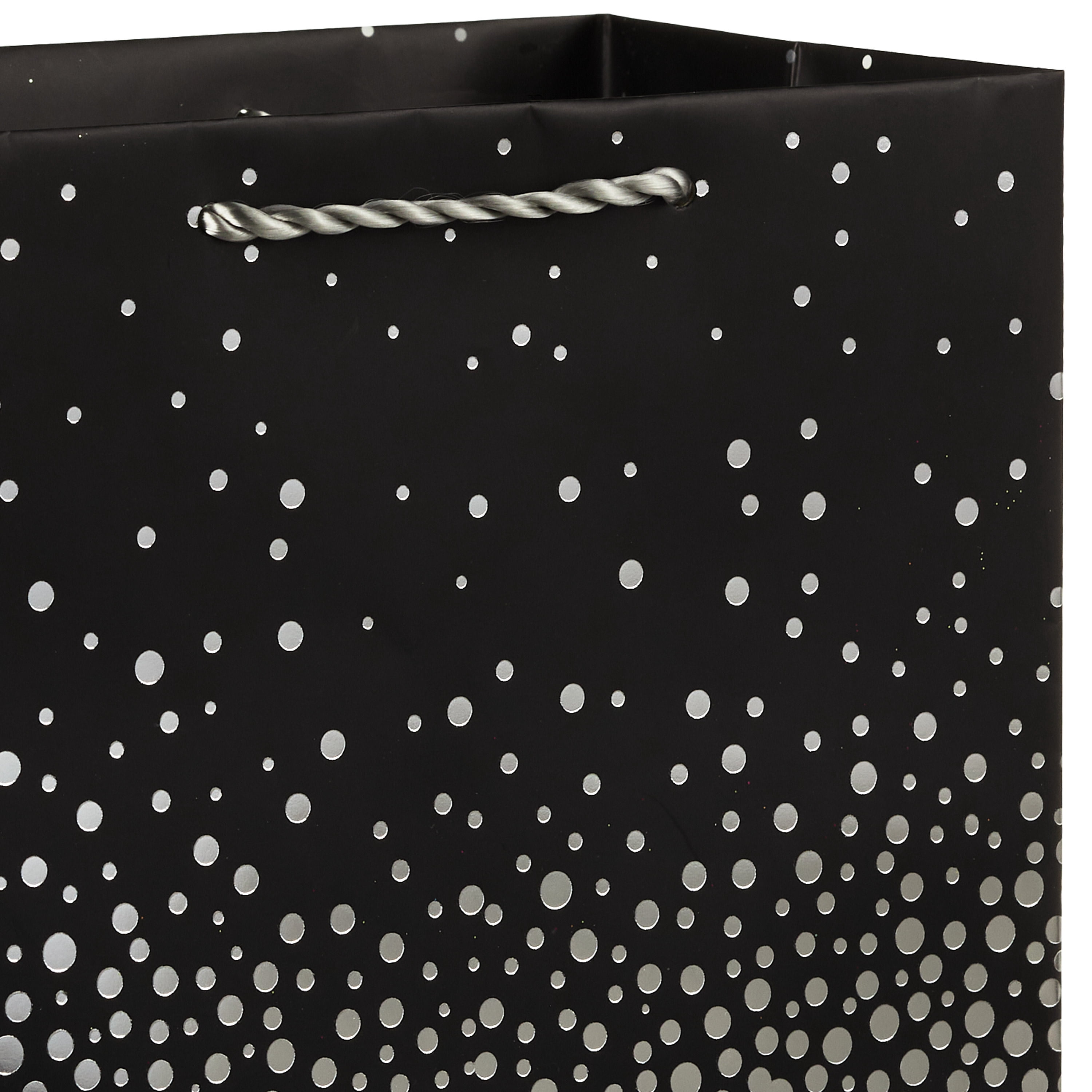 Hallmark Medium Gift Bag (Black with Cascading Silver Dots)