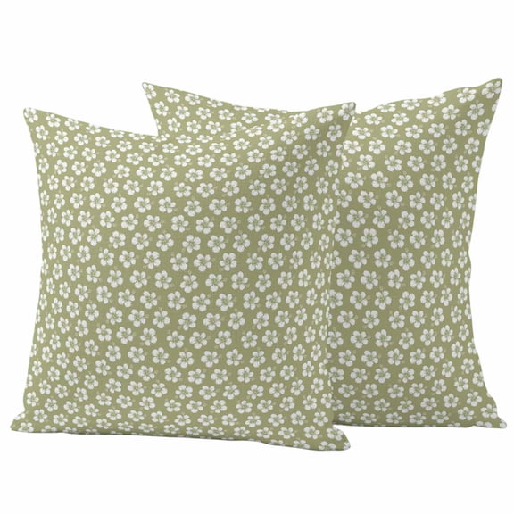 Outdoor Waterproof Throw Pillow Covers Set of 2 Sage Green HibiscusFlowers Decorative Pillowcases Outdoor Pillows Cushion Case 16x16 Inch Summer Tropical Floral Patio Pillows for Couch Sofa Bed