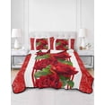 thumbnail image 2 of Twin XL Quilt Bedding Set, Valentine's Day Reversible Summer Quilt 3 Pieces, Red Roses Floral Romantic Striped Lightweight Bedspreads Coverlets with 2 Pillow Shams for All Seasons, 2 of 5