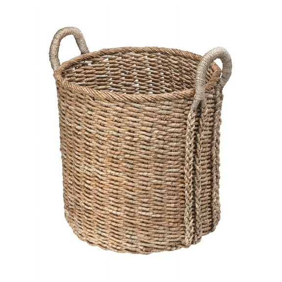 Kouboo Oversized Round Seagrass Basket, Bin For Storage Organizer Tote For Bedroom, Living Room, Bathroom