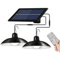 thumbnail image 1 of Luces colgantes solares, lámpara colgante solar de doble cabezal para interiores y exteriores, lámpara colgante LED con control remoto para jardín, patio, pasillo, pasarela, camino, garaje,, 1 of 5