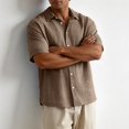 thumbnail image 5 of Uwinwear Mens Big and Tall Button Down Shirts Gauze Short Sleeve Collared Shirt Regular Fit Summer Casual Work Clothes Casual Textured Tops,Brown,S, 5 of 5