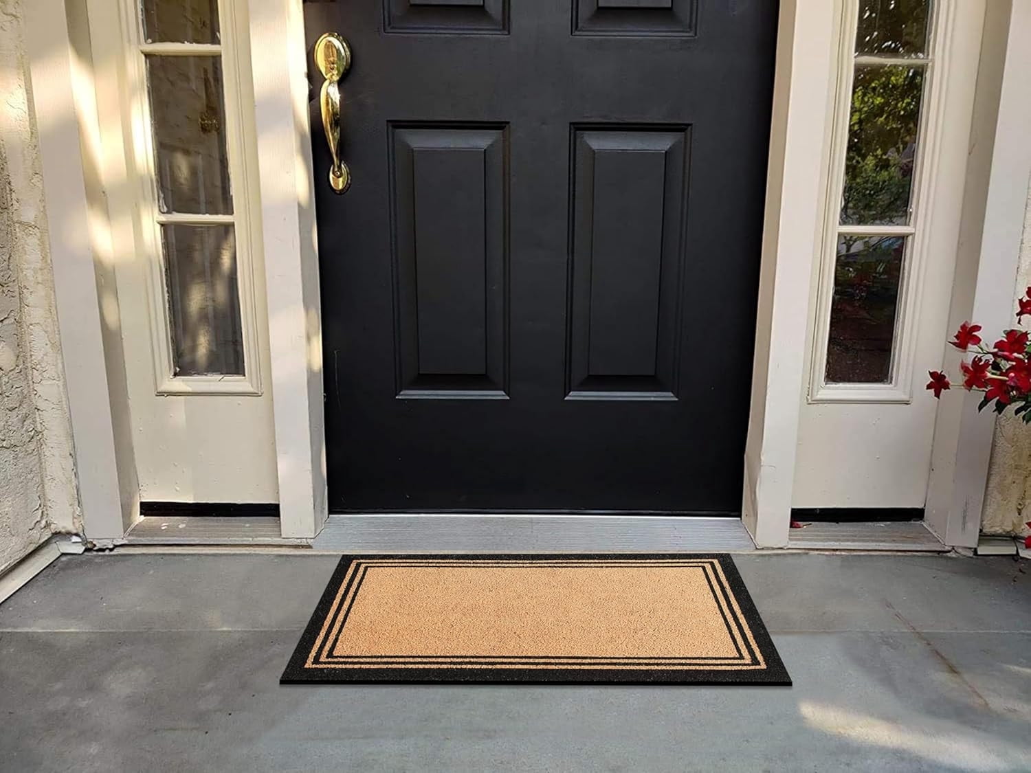 A1HC Natural Coir Doormat With Classic Border Heavy Duty PVC Backing,0.75 Inch Pile Height, Natural Color, Boot Scrapper, Outdoor Doormat (18" X 30")