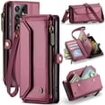 thumbnail image 1 of Bandolera para Samsung Galaxy S21 Ultra Case Wallet 【Bloqueo RFID】con Ranura para Billetes con Cremallera y 10 Tarjeteros,Correa magnética para Hombro y muñeca de Cuero PU Suave, 1 of 10