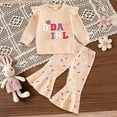 thumbnail image 2 of Nwiuh Toddler Pajama Outfit Set Kids Slim Fit Tops and Pants Boys Girls Lounge Sets Loungwear Sleepwear (Beige, 18-24 Months), 2 of 4