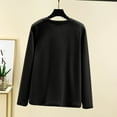 thumbnail image 5 of Sevevn Women's Fashion Casual Round Neck Internal Construction Solid Color Shirt Long Sleeve Top Black M Clearance Sales Online Deals, 5 of 6