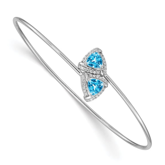 Primal Gold 14 Karat White Gold Blue Topaz Flexible Bangle