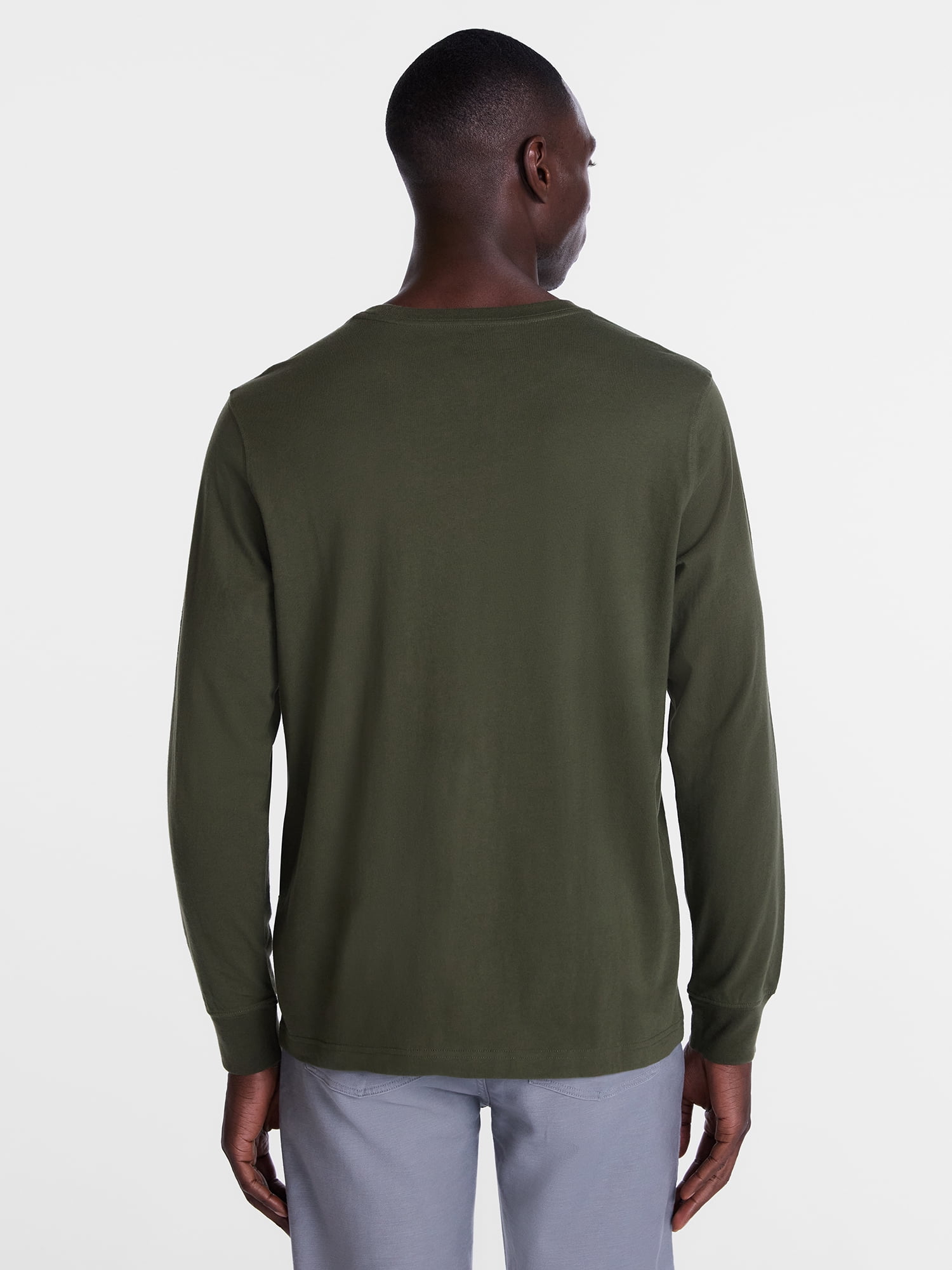 George Men's and Big Men's Cotton Crewneck Tee with Long Sleeves, Sizes XS-3XL