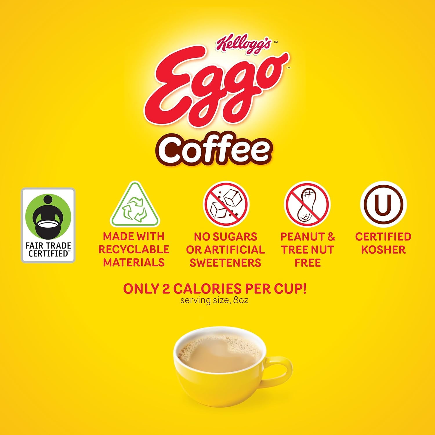 Eggo Beverages Waffle Flavored Coffee Pods, Variety Pack, Fair Trade Certified, Gluten-Free, Naturally Caffeinated, Kosher, 40 Count